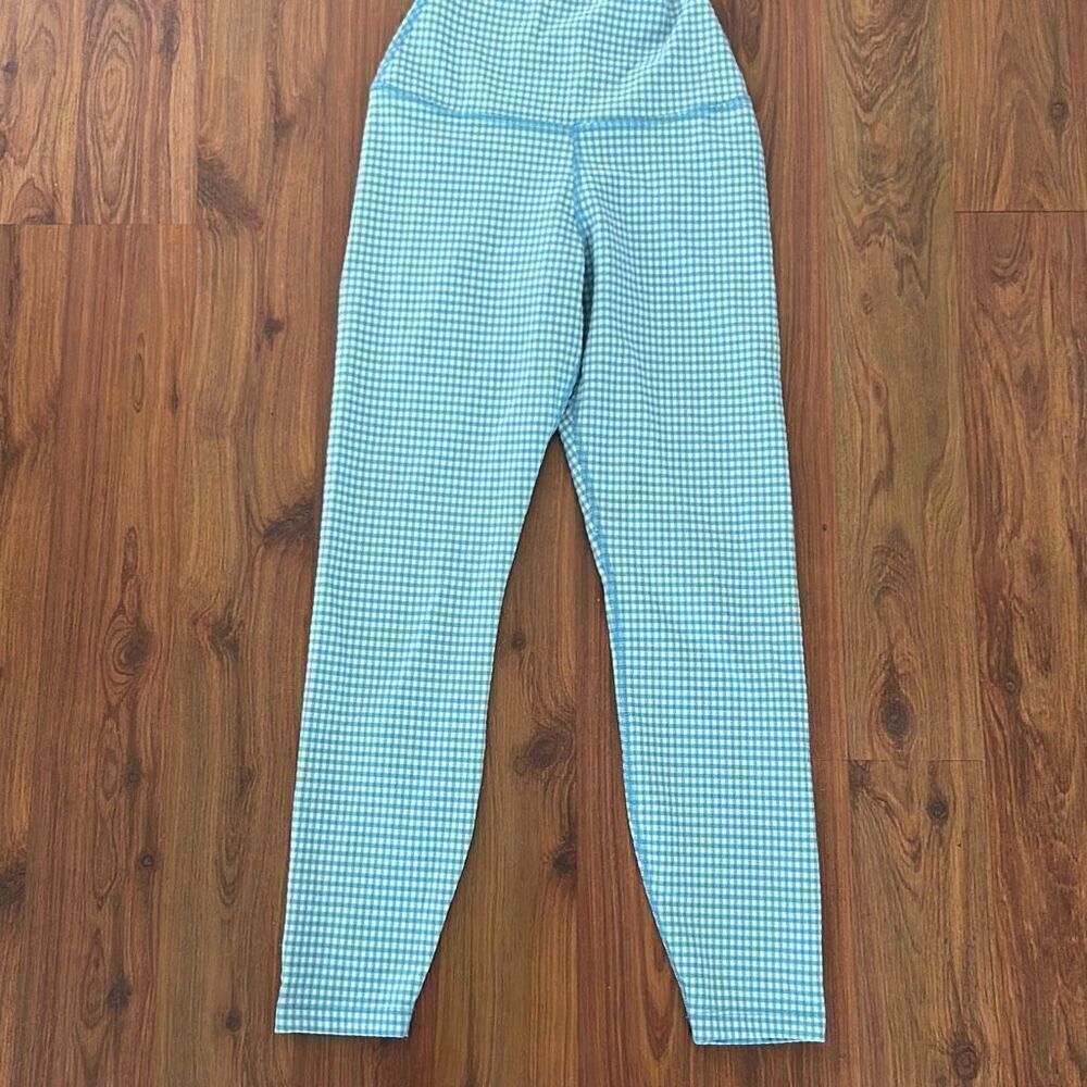 Nike blue and white gingham dri-fit leggings fitnesspants xs